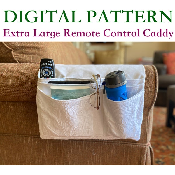 Extra Large Remote Control Caddy DIGITAL PDF SEWING Pattern. Easy Intermediate Skill Level.  Downloadable Digital Sewing Pattern Only.