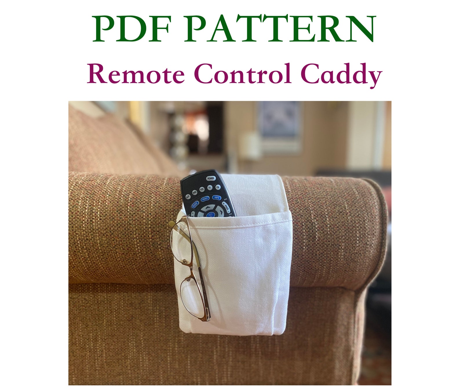 Remote Control Caddy PDF Pattern for Sofa Arm Under Seat Etsy
