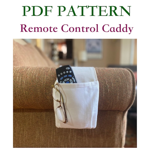 Remote Control Caddy PDF Pattern for Sofa Arm, Under Seat Cushion or Bed Mattress. Pocket Organizer.  Double Pockets.  Beginner Friendly.