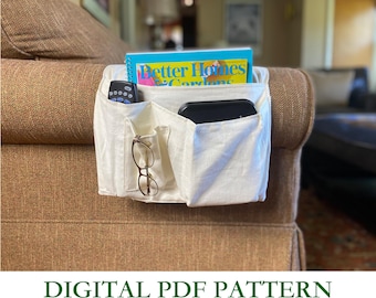 Patrón de costura digital en PDF para organizador de control remoto grande. Organizador multibolsillos para sofá o cama. Descarga digital para principiantes avanzados.