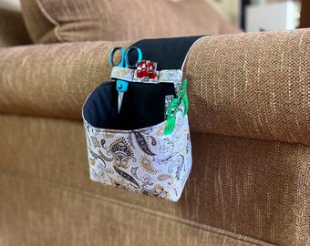 Thread Catcher for Armrest: Sofa Arm Scrap Catcher. Sewing Caddy with Scissor Holder.