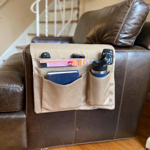 Extra Large Sofa Arm Remote Control Caddy, Multi-Pocket Organizer