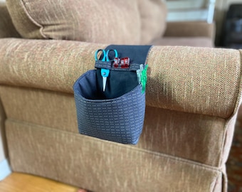Thread Catcher for Armrest: Sofa Arm Scrap Catcher. Sewing Caddy with Scissor Holder.