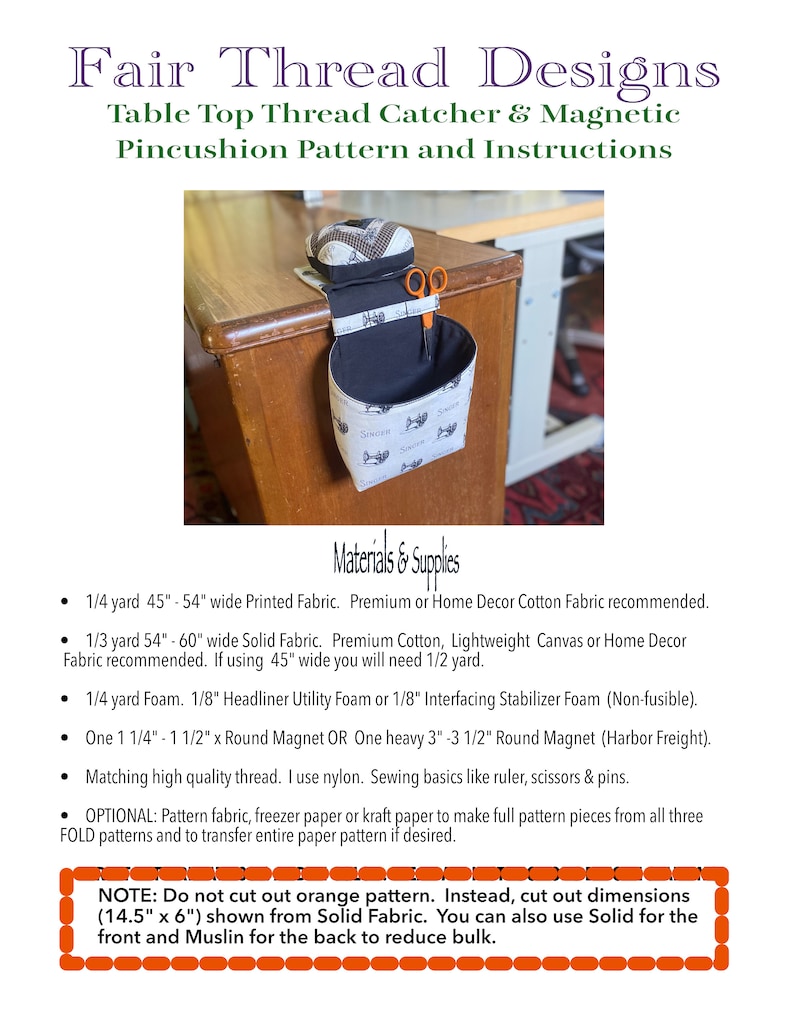 Thread Catcher & Magnetic Pincushion Sewing Pattern (digital PDF) - Etsy