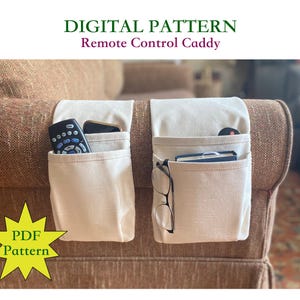 Patrón de costura para organizador de brazos de sofá con control remoto: ideal para principiantes (PDF digital) Angosto o ancho.