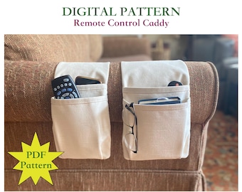 Patrón de costura para organizador de brazos de sofá con control remoto: ideal para principiantes (PDF digital) Angosto o ancho.