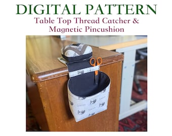 Thread Catcher & Pincushion DIGITAL PDF SEWING Pattern and Instructions.  Magnetic Quilted Pincushion Downloadable Digital Sewing Pattern.