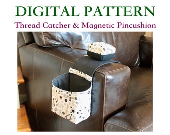 Thread Catcher & Magnetic Pincushion DIGITAL PDF SEWING Pattern. Thread Catcher for Sofa or Chair Arm and Pincushion. Digital Download Only.