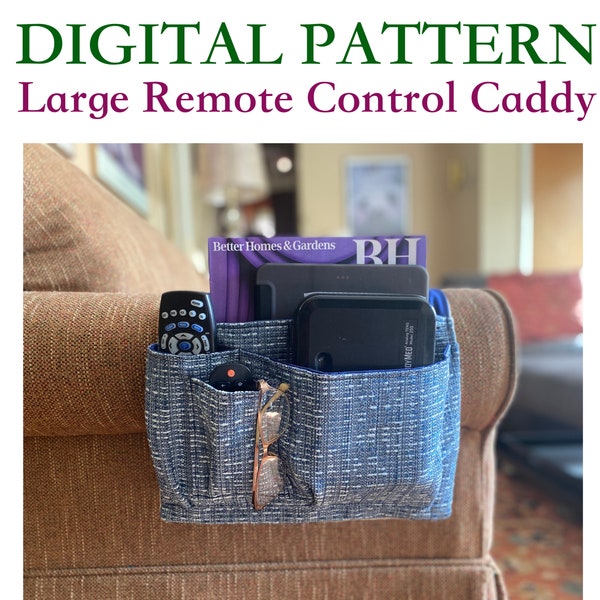 Large Remote Control Caddy DIGITAL SEWING PDF Pattern. Multi Pockets Organizer for Sofa or Bed.  Beginner Friendly Digital Download Only.