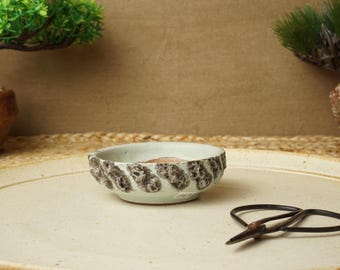 Bonsai pot. Black larva and green Mame bonsai pot. Handmade wheel thrown studio pottery. G1983 StevaCeramics