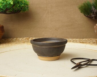 Bonsai pot. Lead grey Mame bonsai pot. Handmade wheel thrown studio pottery. G1586 StevaCeramics