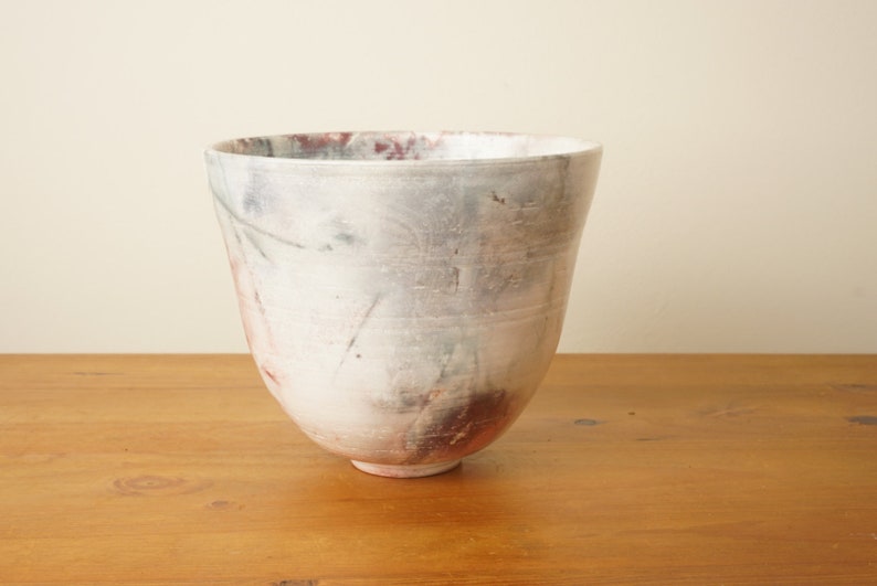 Wood smoke fired pot with red and grey blushing. StevaCeramics image 4