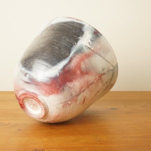 Wood smoke fired pot with red and grey blushing. StevaCeramics image 5