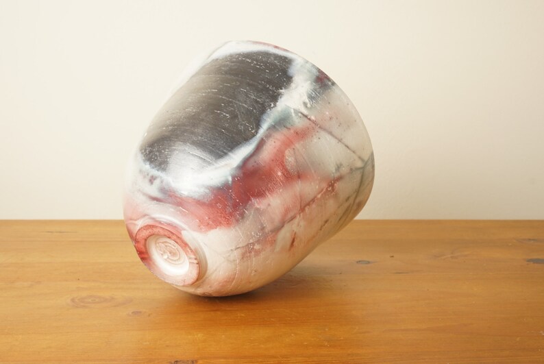 Wood smoke fired pot with red and grey blushing. StevaCeramics image 5