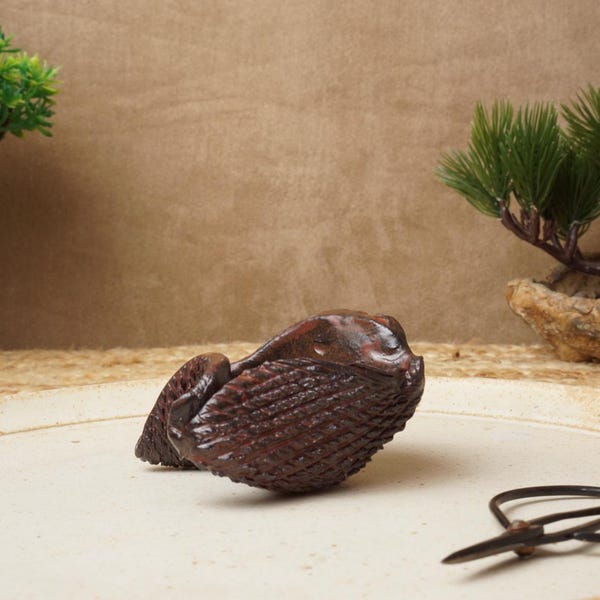 Bonsai pot. Red black stone effect bonsai dish. Handmade studio pottery. G1671