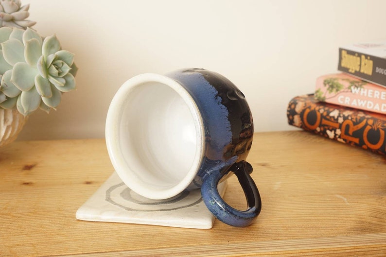 Stoneware mug. Blue black mug, Hand thrown stoneware studio pottery. G1328 Stevaceramics image 3