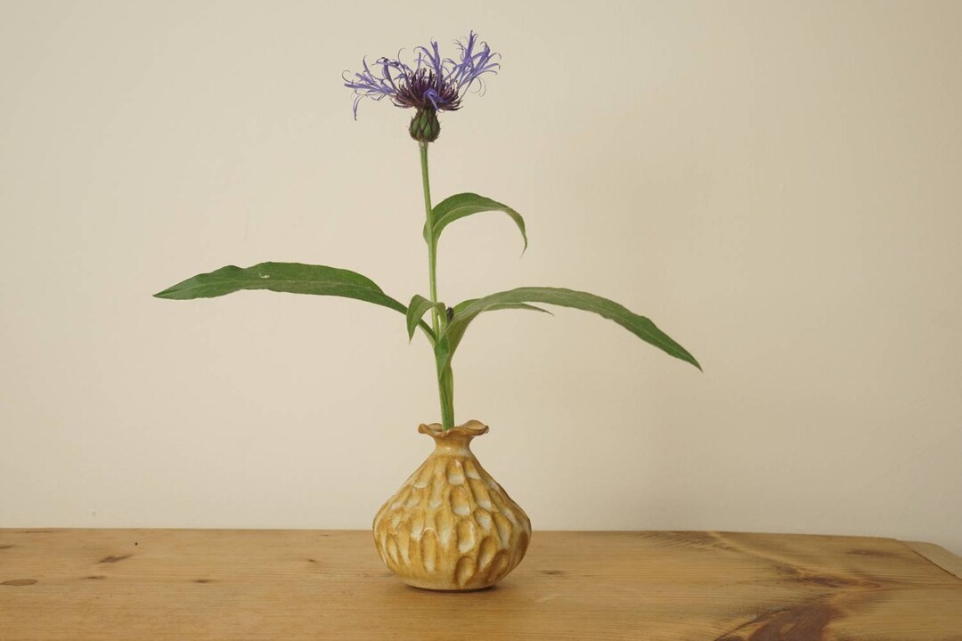 Vase. Orange Ikebana / Bud Vase. Handmade Wheel Thrown Studio Pottery