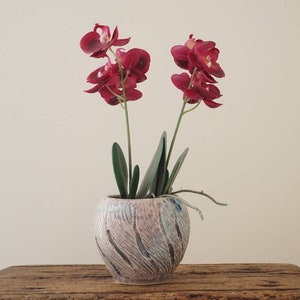 Orchid pot. Turquoise Red Orchid Planter. Handthrown studio pottery. G1208E