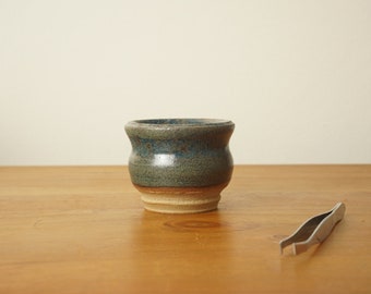 Bonsai pot. Mottled blue green Mame bonsai pot. Handmade wheel thrown studio pottery. G1524 StevaCeramics