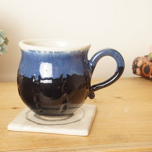 Stoneware mug. Blue black mug, Hand thrown stoneware studio pottery. G1328 Stevaceramics image 1