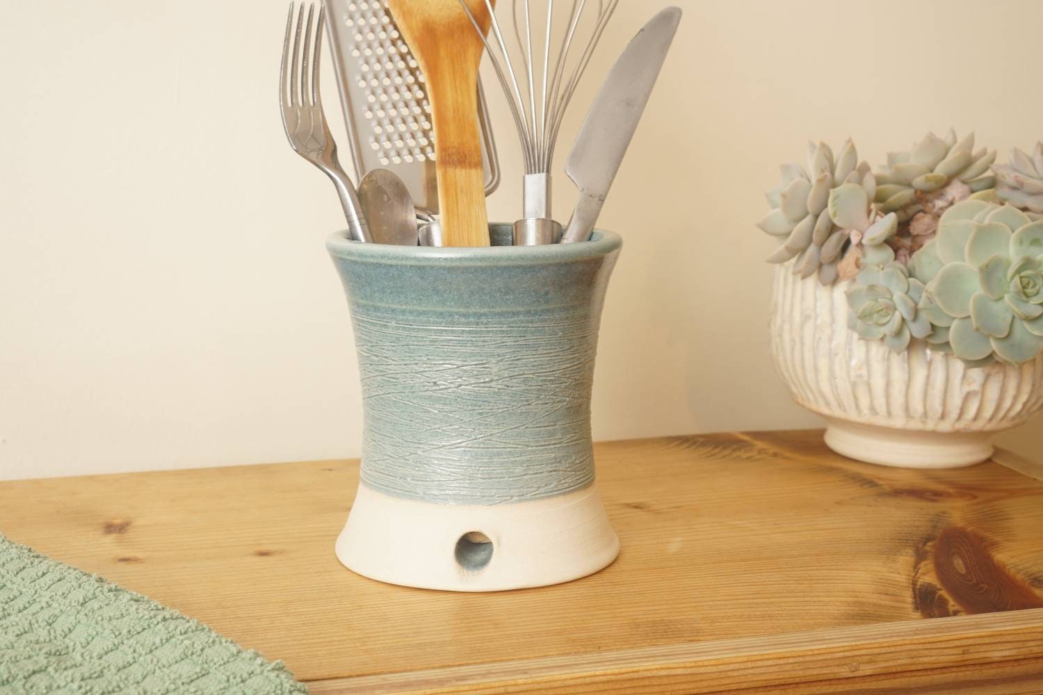 Utensil holder with drain hot sale
