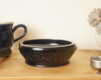 Knock box. Black coffee knock box. Handmade studio pottery. Height 5cm, Diameter 15cm.