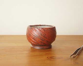 Bonsai pot. Red Mame bonsai pot. Handmade wheel thrown studio pottery. G1661 StevaCeramics