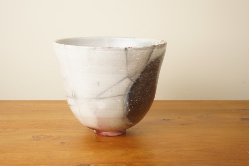 Wood smoke fired pot with red and grey blushing. StevaCeramics image 3