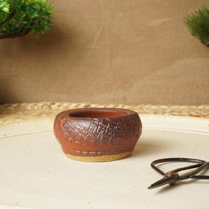 Bonsai pot. Red Mame bonsai pot. Handmade wheel thrown studio pottery. G1536 StevaCeramics