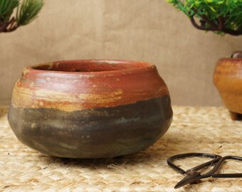 Bonsai pot. Multicoloured bonsai pot. Handmade wheel thrown studio pottery. G2032 StevaCeramics
