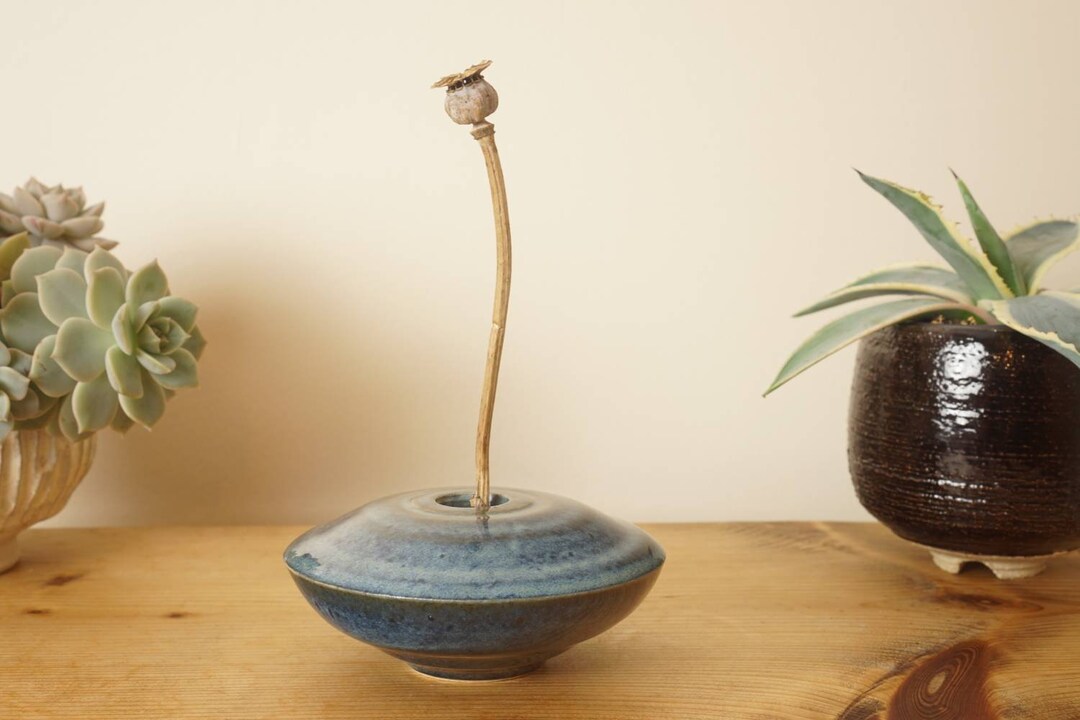 Vase. Atoll Blue Textured Ikebana / Bud Vase. Handmade Wheel Etsy