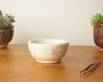 Bonsai pot. Decorated cream bonsai pot. Handmade wheel thrown studio pottery. G1690 StevaCeramics