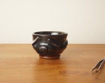 Bonsai pot. Black brown Mame bonsai pot. Handmade wheel thrown studio pottery. G1667 StevaCeramics