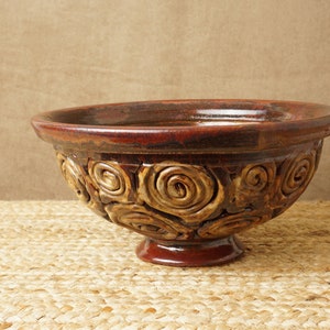 Bonsai pot. Mottled brown bonsai pot. Handmade studio pottery. G11660 Has some holes in the side of the bowl where the coils are. Wabi Sabi
