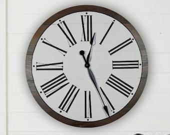 L’horloge Willow Farmhouse - horloge rustique - horloge murale surdimensionnée - grande horloge - grande horloge - décor de ferme - décor rustique -
