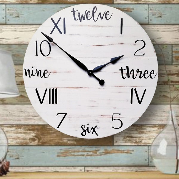 The Isabella Farmhouse Wall Clock - large wall clock - big clock - farmhouse style -  rustic clock - farmhouse clock- rustic decor