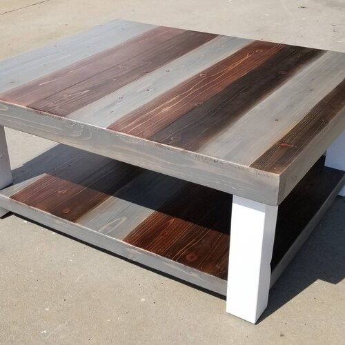 Reclaimed Wood Coffee Table With Multicolored Stain and Lower Etsy