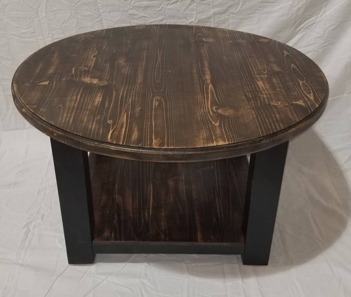 Round Farmhouse Coffee Table Rustic Furniture Living Room Etsy