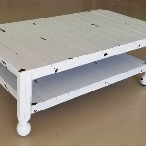 Farmhouse coffee table - rustic coffee table- shabby chic coffee table- rustic furniture- living room furniture - lower shelf