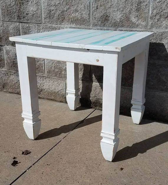 store discount Reclaimed wood end table rustic table white