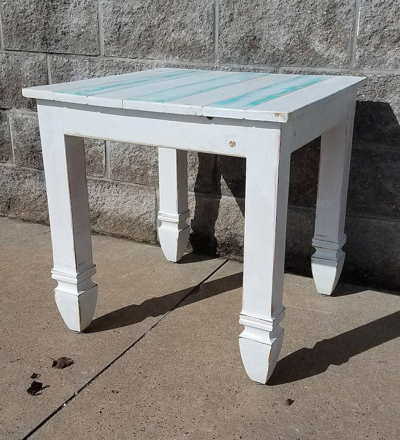 Reclaimed Wood End Table Rustic Table White Distressed End Etsy