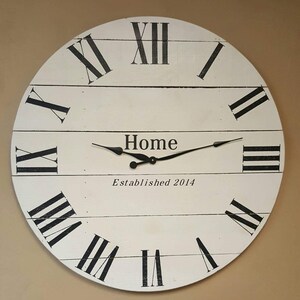 29in &quot;Home&quot; monogrammed farmhouse wall clock - Oversized wall clock - large clock - big clock - farmhouse decor -