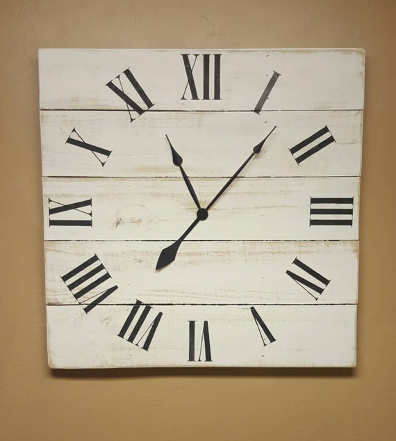 Square classic Farmhouse Wall Clock Oversized Etsy