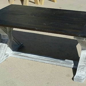 Reclaimed wood coffee table with trestle legs - farmhouse furniture - farmhouse coffee table - rustic table - farmhouse decor-