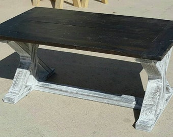 Reclaimed wood coffee table with trestle legs - farmhouse furniture - farmhouse coffee table - rustic table - farmhouse decor-