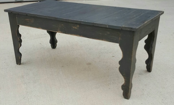 Shabby Chic Farmhouse Style Coffee Table With Gray Distressed