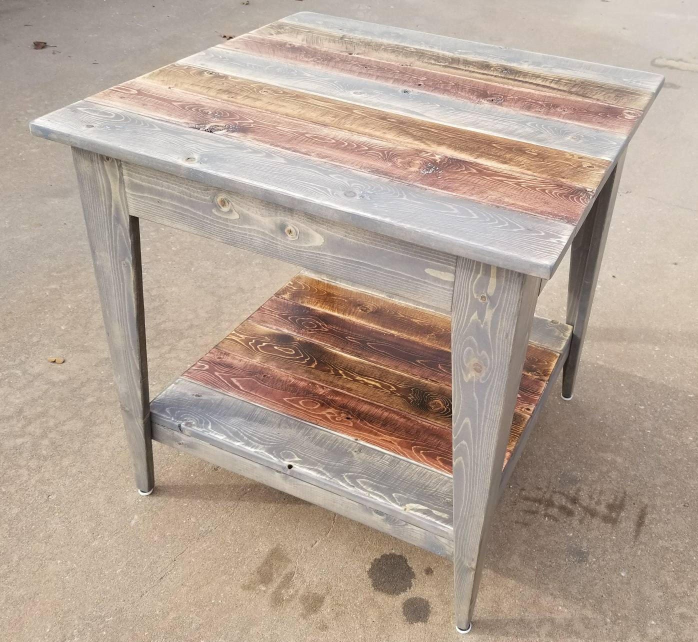 Nantucket Farmhouse End Table With Multicolored Stain Finish and