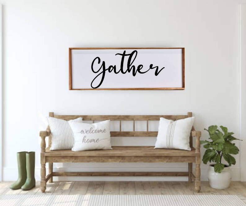 Gather Frame Gather Framed Sign - Rustic Decor - Farmhouse Decor- Framed Sign- Shelf ...