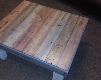 Reclaimed wood coffee table., farmhouse-style coffee table,  shabby-chic furniture repurposed pallet.
