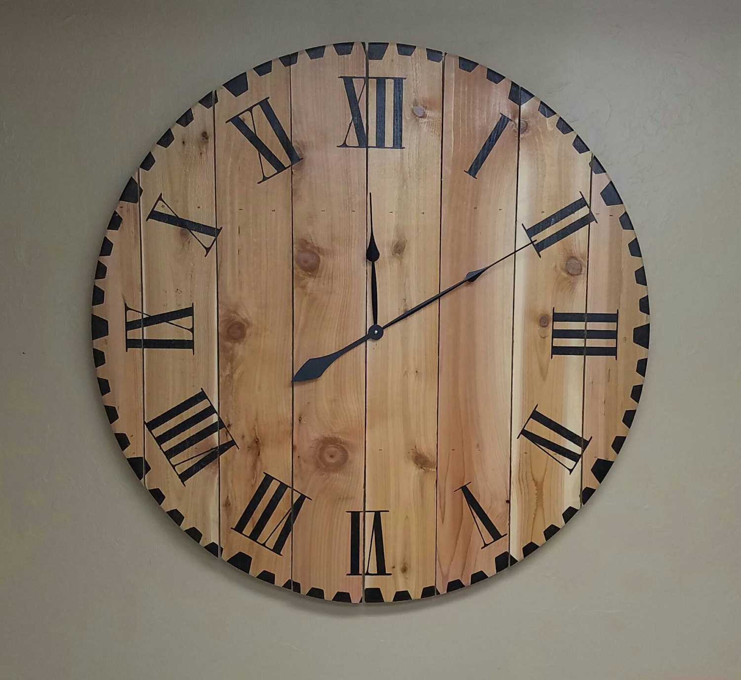 Natural Maggie farmhouse wall clock - Oversized wall clock - large clock - big clock - farmhouse decor -